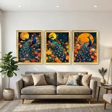 Quadro Decorativo Pedraria Luxo Pavão Decoração 44x34cm