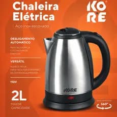 Chaleira Elétrica 2L Desligamento Automático 110V Aço Inox Água Quente