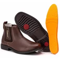 Bota Masculina Couro Flooter Marrom Confortável Solado Costurado Antiderrapante