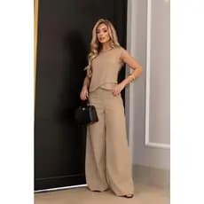 conjunto feminino  calça pantalona e blusa elegante estiloso social