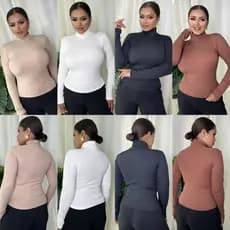 Blusa cacharrel gola alta feminina peluciada por dentro lisa