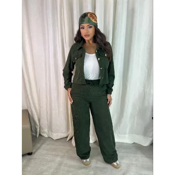 conjunto feminino elegante de cotéle veludo casual