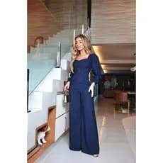 conjunto feminino elegante calça pantalona e blusa manga longa estiloso casual e social