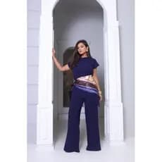 Conjunto feminino calça pantalona com blusa assimétrica elegante estiloso casual social
