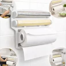 Porta Papel Toalha Triplo Suporte Rolos de Cozinha 3 em 1