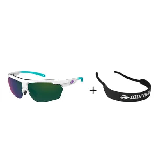 Kit Óculos Sol Mormaii Smash 4 Branco + Cordão Segurança