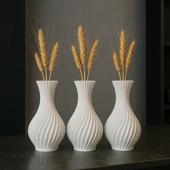 Kit 3 Vasos em Espiral 11cm Decoração Flores Artificiais Moderno