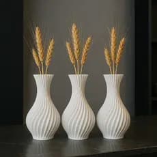 Kit 3 Vasos em Espiral 11cm Decoração Flores Artificiais Moderno