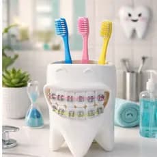 Porta Escova de Dente Divertido em Formato de Dente | Organizador Criativo para Banheiro
