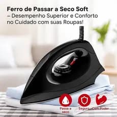 Ferro De Passar Roupas A Seco Soft Premium 127V ou 220V 1000W Com LED Indicativo