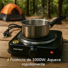 Fogão Elétrico Cooktop Portátil 1 Boca 1000w 220v Camping Linha Premium - Startools