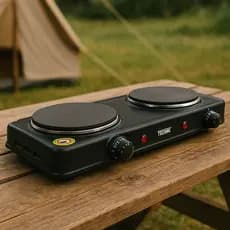 Fogareiro Elétrico 2 Bocas Portátil 220v 2000w Camping Cooktop Cozinha Viagem