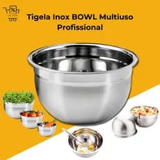 Tigela Aço Inox Bowl Funda Multiuso Redonda Saladeira Confeitaria Cozinha Profissional