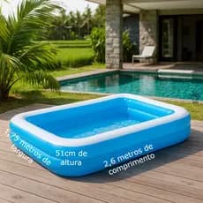 Piscina Inflável Retangular 778 Litros Piscina Infantil Para 4 Pessoas 2,6m x 1,75m x 0,51m