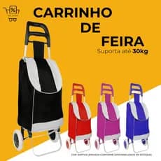 Carrinho de Compras Carrinho de Feira Supermercado Multiuso Feira Até 30Kg Com Rodinhas Dobrável