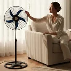 Ventilador Coluna Pedestal 60W Premium Ajustável Preto 3 Velocidades 5 Pás 127V/220V Silencioso