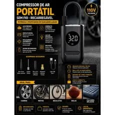 Bomba de Ar Digital Mini Calibrador Compressor de Pneus Carro Moto Bike Com Lanterna Led Portátil