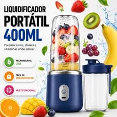 Mini Liquidificador Portátil 6 Lâminas Azul - Suco Instantâneo e Portabilidade Conveniente