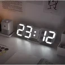 Relógio Digital 3D com Display LED para Mesa ou Parede, Ajuste de Brilho e Alarme