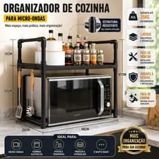 Rack Armazenamento De Microondas Cozinha Bancada ajustável Prateleira De Cozinha Organizador De Forno