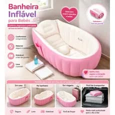 Banheira Infantil Inflável Portátil Rosa - Conforto e Segurança com Material Resistente