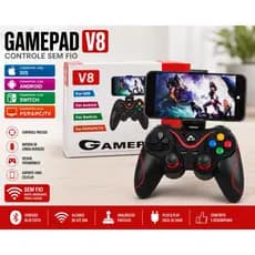 Controle de Jogo Sem Fio Bluetooth V8 - Ergonômico, Conexão Múltipla, Bateria Recarregável
