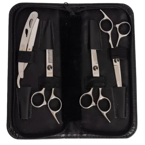 Kit Estojo Tesouras Profissionais P/ Cortar Cabelo Cabelereiro Barbeiro