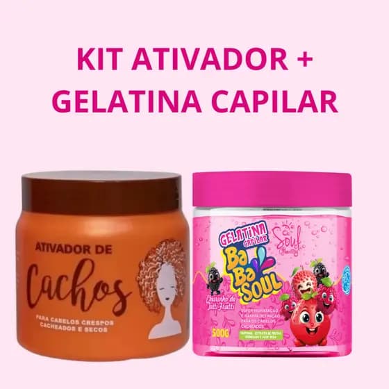 Kit Ativador de Cachos + Gelatina Capilar 500g Naxos / Babasoul