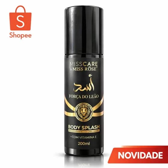 Body Splash Força do Leão Árabe Masculino Miss Rose Desodorante Colônia Inspirado Asaad 200ML
