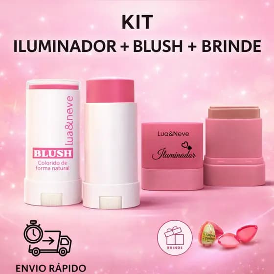 KIT  ILUMINADOR + BLUSH + BRINDE