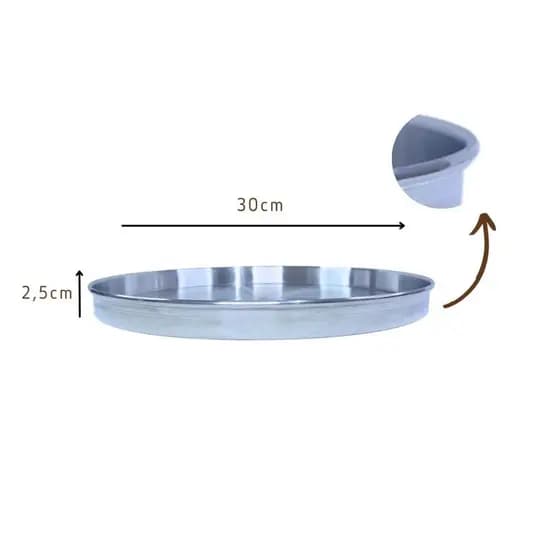 Forma de Pizza Assadeira Alumínio Resistente Com 30 cm diâmetro Borda Alta 2,5 Cm