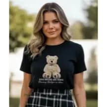 BLUSA FEMININA 100% ALGODÃO URSO YOUR DREAMS COR PRETO - TAMANHO M | CAMISETA FEMININA CONFORTÁVEL