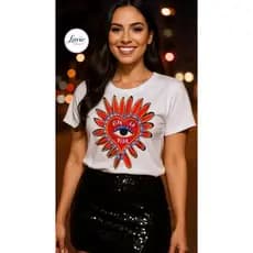 BLUSA FEMININA MALHA SOFT COM ELASTANO VIVA LA VIDA CORAÇÃO | CAMISETA FEMININA MALHA PREMIUM CONFORTÁVEL