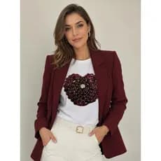BLUSA FEMININA MALHA SOFT COM ELASTANO | CAMISETA FEMININA ESTAMPA RUBI EM CORAÇÃO | MALHA COMFY