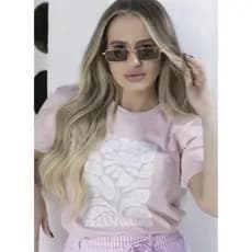 BLUSA FEMININA 100% ALGODÃO | CAMISETA ESTAMPA TRANSFORMED ROSA CLARO ROSA BEBÊ