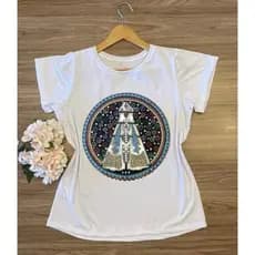 BLUSA FEMININA MALHA SOFT COM ELASTANO | CAMISETA FEMININA MANDALA NOSSA SENHORA APARECIDA