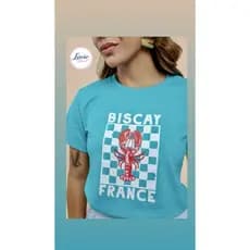 BLUSA FEMININA ALGODÃO PREMIUM | ESTAMPA LAGOSTA AZUL