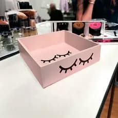 Bandeja Rosa Porta Maquiagem e Laços Acessórios Banheiro e Lavabo - Cílios Unicórnio