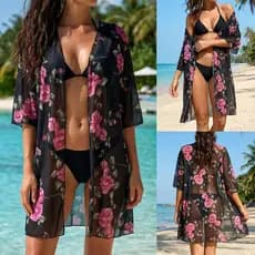 Verão Senhoras Meninas Longo Biquíni Cobrir Beachwear Vestir Proteção Solar Feminina Roupa De Natação Férias Praia Espor