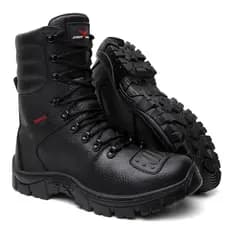 Bota Militar Masculina Cano Alto Tática em Couro Legítimo palmilha soft gel