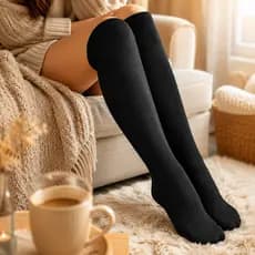 Meia 3/4 Térmica Feminina De Lã Grossa Inverno Quentinha Meia da vovó vovo