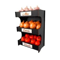 Fruteira Organizador Parede Cozinha Alho Cebola Tomate Madeira Cozinha Gourmet