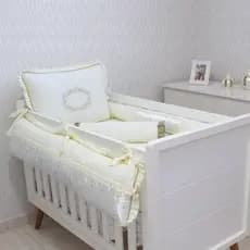 Kit Berço Aura | 08 Peças | Kit Berço Bordado | Kit Berço Menina | Kit berço Menino