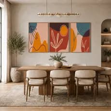 Quadro Decorativo Abstrato 3 Telas Com Moldura Para Sala Quarto Escritório