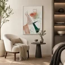 Quadro Decorativo Abstrato Figura Feminina Com Moldura Para Sala Quarto Escritório