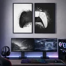 Quadro Decorativo Gamer Kit 2 Telas com Moldura para Quarto Sala