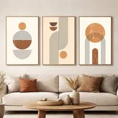 Quadro Decorativo Abstrato Geométrico Moderno 3 Telas Sala Quarto Escritório 50x75 e 60x90