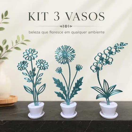 Kit 3 Vasinhos Decorativos Minimalistas - Decoração  Elegante para Ambientes Design moderno em casa