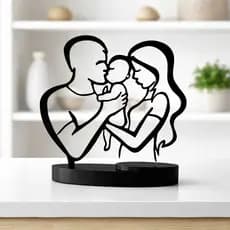 Escultura Decorativa Laço Famíliar em Arte Linear - Design Moderno com Toque de Amor em Familia