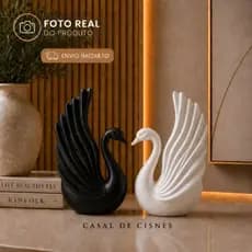 Escultura Cisnes Decorativos Enfeite moderno Sofisticado para Sala Quarto Escritório Casa Decoração